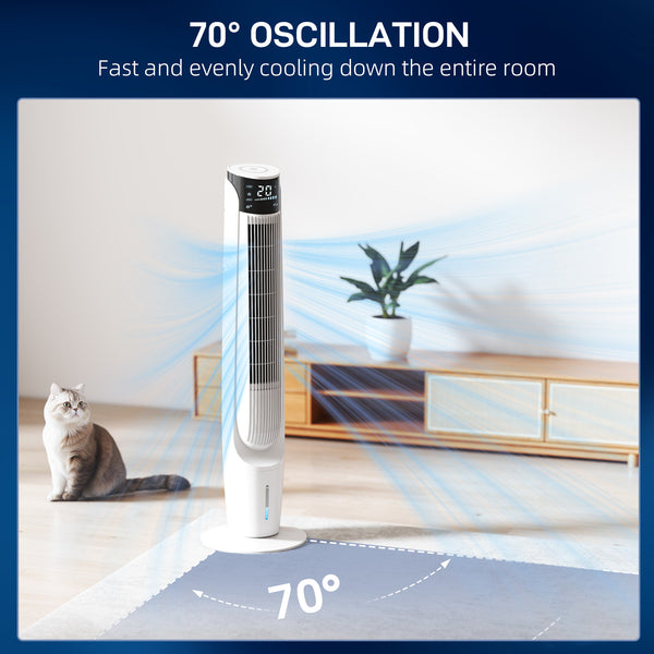Ice Cooling Tower Fan, Water Conditioner Evaporative Air Cooler Unit with 4 Modes, 3 Speed, Remote Control, Timer, Oscillating for Home Bedroom, Black