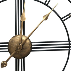 60cm Extra Large Retro Metal Skeleton Wall Clock, Outdoor Garden Clock, European-Style Creative Wrought Iron Round Wall Clock Roman Numerals Silent Non Ticking Unique Unusual Clock, Perfect for Living Room, Bedroom, Kitchen, Garden, Lounge, Hotel, Office