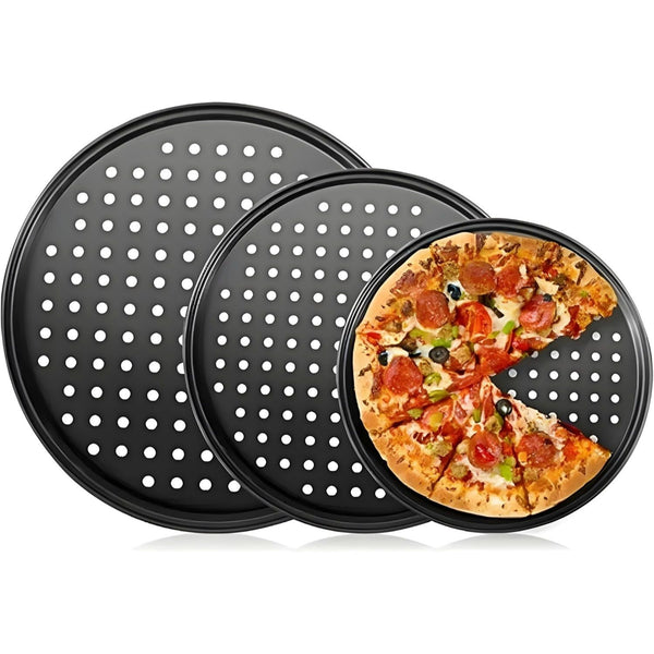 Non-Stick Pizza Baking Pan Round Mesh Tray Set of Three - 26/28/32cm