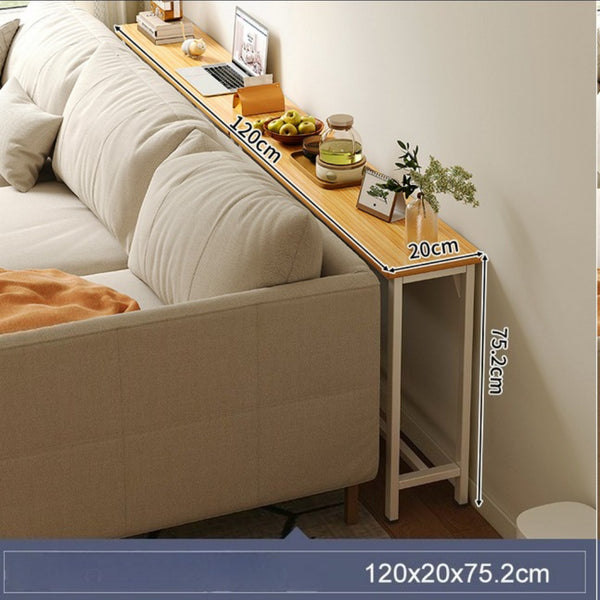 Minimalist Wooden Console Table - Slim Wall-Mounted Single/Double Tier Entryway Shelf with Carbon Steel Frame, Space-Saving Narrow Hallway Table, Bedroom/Living Room Table (80x20cm, MDF Wood + Black/White Metal)