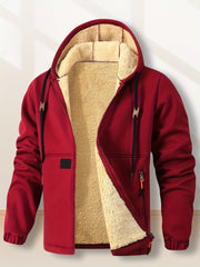 Men'S Cardigan Hooded Fleece Thickened Sweatshirt, Fashionable Fleece Warm Hoodie, Comfortable Loose Drawstring Hooded Sweatshirt, Autumn And Winter Men'S Clothing, Men'S Casual Hooded Sweatshirt with Zipper Pockets, Suitable for Winter And Autumn