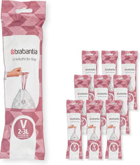 Brabantia Perfectfit Bin Liners (Size G/23-30 Litre) Thick Plastic Trash Bags with Tie Tape Drawstring Handles (40 Bags)