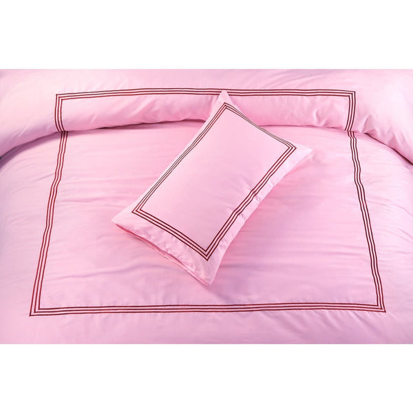 Embroided Baratta Stitch Duvet Cover Set with Matching Pillowcases - Ultra-soft Brushed Microfibre – Chic & Modern Design – Easy Care & Machine Washable
