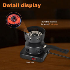 DSK Electric Charcoal Burner – Adjustable Heat Coal Stove with Removable Heating Plate for Incense, Bakhoor, Shisha Charcoal, BBQ Prep & Outdoor Cooking