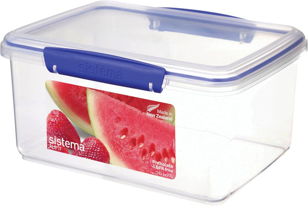 Sistema KLIP IT Food Storage Container | 7 L | Stackable & Airtight Fridge/Freezer Food Box with Lid | Bpa-Free Plastic | Blue Clips | 1 Count