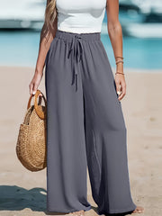 3pcs Set, Standard Size Women'S Long Pants, Wide-Leg Trousers, Solid Color, Casual, Vacation Style