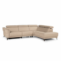 Nicoletti Charleston Beige Leather Power Reclining Corner Sofa with Chaise in 2 Configurations