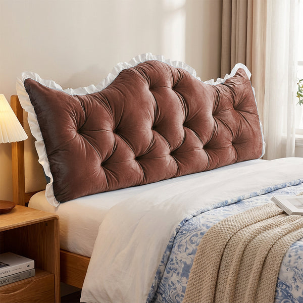 Large Ultra-Soft Comfortable Plush Backrest Pillow, Princess Style Reading Cushion, Neck and Back Support, Luxurious Fashionable Home Style Multifunctional Lace Ruffled Headboard Cushions, Suitable for Bedroom, Living Room, Dorm, Sofa Home Decor, Machine