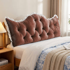 Large Ultra-Soft Comfortable Plush Backrest Pillow, Princess Style Reading Cushion, Neck and Back Support, Luxurious Fashionable Home Style Multifunctional Lace Ruffled Headboard Cushions, Suitable for Bedroom, Living Room, Dorm, Sofa Home Decor, Machine