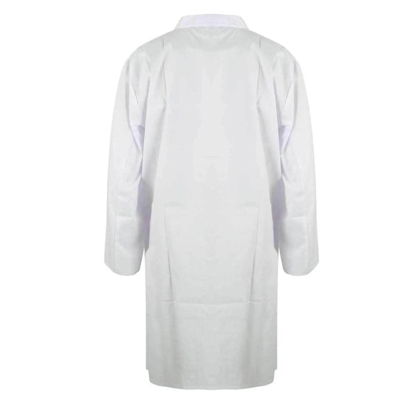 ATEK White Lab Coat Premium Cotton Blend, Medium Size, Ideal for Food Industry, Labs, Medical Professionals - Breathable, Durable, Easy Maintenance