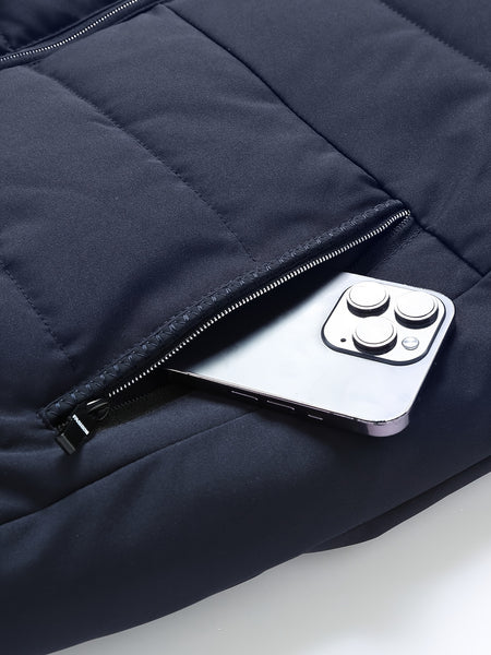 Men's Casual Collar Fashion Coat Men's New Young and Middle-aged Autumn and Winter Plus Velvet Padded Warm -padded Jacket.