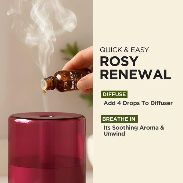 Gya Labs Rose Essential Oils for Skin - 100% Pure Natural Rose Oil for Face, Hair, Diffuser, Perfume & Candle Making Scent Aromatherapy (10Ml)