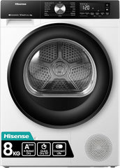 Hisense DH1Q802BW2 60Cm Freestanding 8 KG Heatpump Front Load Tumble Dryer, 16 Programmes, Auto Dry, Steam Refresh, Allergy Care - White