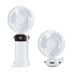 4-in-1 Foldable Mini Handheld Fan with LED Digital Display, Neck Lanyard & Aromatherapy – USB Rechargeable Portable Cooling Fan for Office, Travel, Outdoor & Daily Use – Lightweight, Quiet, 5-Speed Adjustable, Long Battery Life