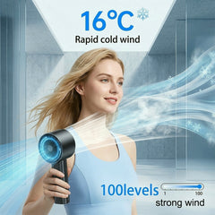 Portable Handheld Turbo Fan, 100 Stepless Wind Speed Adjustment, LED Digital Power Display, 3600mAh Rechargeable Battery, Pocket Size Wearable Lanyard Design, For Outdoor Travel Camping Daily Heat Relief