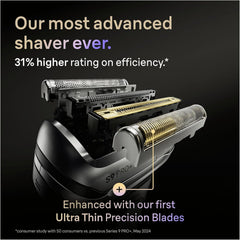 Braun Shavers Series 9 Pro+ Electric Shaver for Men, Wet & Dry Electric Razor, 5+1 Ultra Thin Precision Blades, Pro Sensoadapt, 6 in 1 Smartcare Center, 60 Min Runtime, 9665CCE Graphite