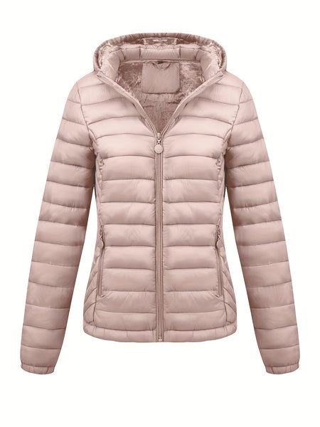 Women's Autumn/Winter Simple Lightweight Hooded Commuter Padded Coat with Pockets