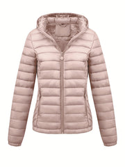 Women's Autumn/Winter Simple Lightweight Hooded Commuter Padded Coat with Pockets