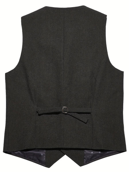 Men'S Vest Retro Fashion Groom Wedding Party Vest Men'S Herringbone Casual Business Waistcoat