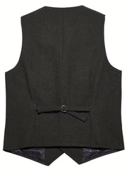 Men'S Vest Retro Fashion Groom Wedding Party Vest Men'S Herringbone Casual Business Waistcoat