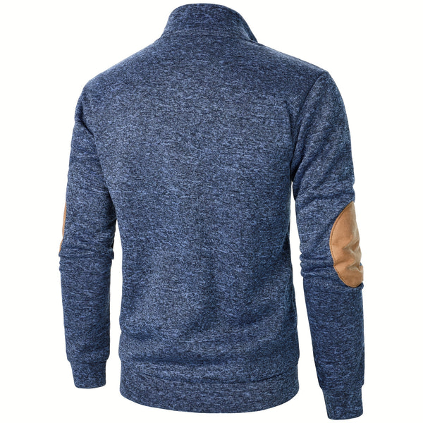 Men'S Long-Sleeve Casual Knit Shirt with a Stand Collar for Autumn And Winter, Suitable for Golf And Camping, Sold in a Set of Three