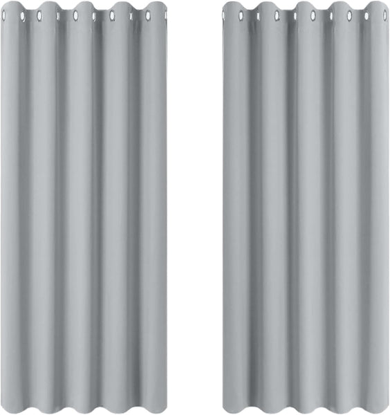 PONY DANCE Grey Blackout Thermal Insulated Curtains for Bedroom, 46 X 54 Inch Short Eyelet Curtains & Drapes, Soft Black Out 2 Panels for Window Living Room/Kitchen