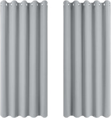 PONY DANCE Grey Blackout Thermal Insulated Curtains for Bedroom, 46 X 54 Inch Short Eyelet Curtains & Drapes, Soft Black Out 2 Panels for Window Living Room/Kitchen