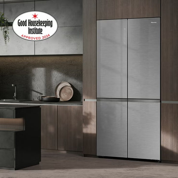 Hisense Kitchenfit RQ768N4GVE, Non Plumbed Multidoor Fridge Freezer, E Rated in Silver Glass