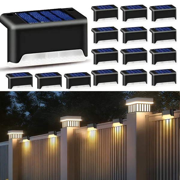 10pcs set of solar outdoor garden lights, home garden layout staircase deck lights, hallway wall lights, railing decorative lights, holiday decorative atmosphere lights, IP44