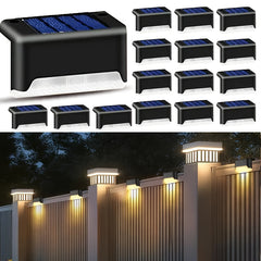 10pcs set of solar outdoor garden lights, home garden layout staircase deck lights, hallway wall lights, railing decorative lights, holiday decorative atmosphere lights, IP44