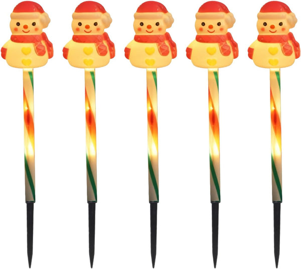 Solar Christmas Decorations - 5 Pieces Waterproof LED Ambient Lighting, 41 X 4 X 4 Cm Snowman Santa Solar Christmas String Lights for Garden Lawn Patio Pathway Home Bedroom Living Room Party
