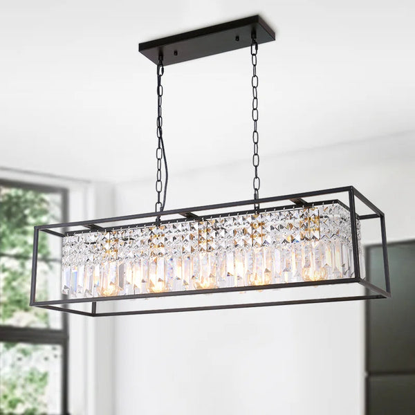 Fircrest 5-Light Island Rectangle Crystal Chandelier