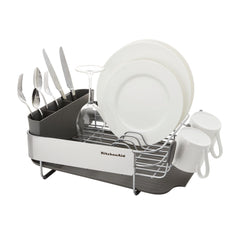 KitchenAid Compact Dish Rack with Stainless Steel Panel in Grey