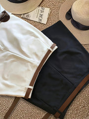 Elegant Women'S Three-Piece Set, Solid Color Shorts with Zipper Pockets, Four Seasons Casual Formal Wear, Beige, Black, Brown, Comfortable Fabric