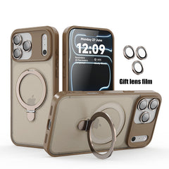 Phone Case - Matte Magnetic Stand Luxury Phone Case for Iphone 17, 16, 15 Pro Max Plus, Featuring a Large Ring Holder And Protective Cover