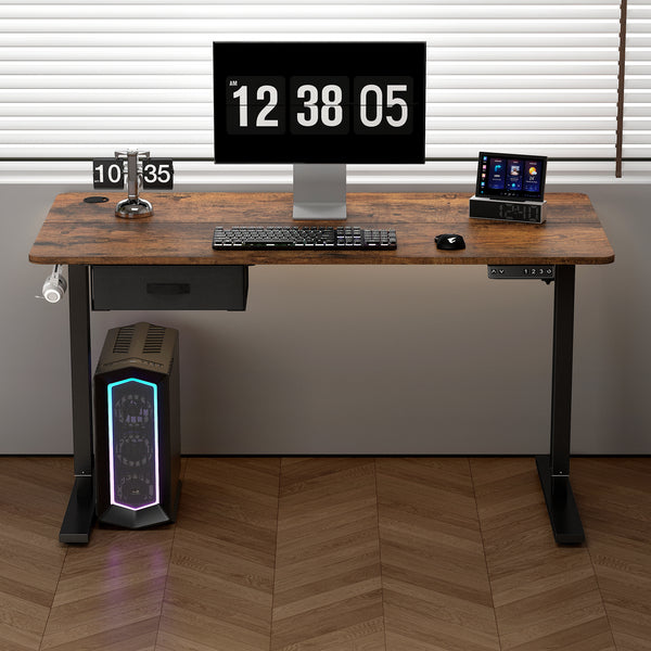 Electric Standing Desk, Sit Stand Table, Height Adjustable Electric Standing Computer Desk with USB Charging Port and Desk Drawer for Home Office
