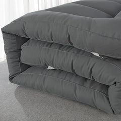 1pc Hotel Quality Mattress Topper 10cm Thick - Ultra-Soft Microfiber, Anti-Shift & Even Weight Distribution, UK Bed Sizes Single/Double/King/Super King, Grey