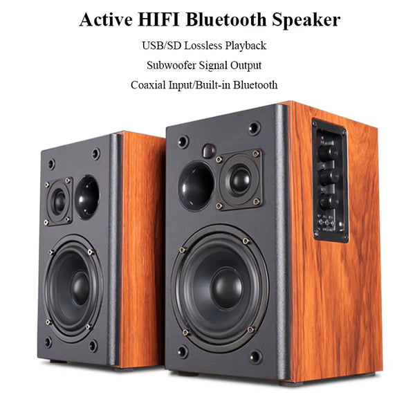 CHA2HIFI Active Speakers Wireless Bluetooth 30W*2 Output Power Bookshelf Active Computer Speakers Digital Coaxial and USB Inputs