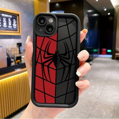 Black and white color spider print full coverage protective case, suitable for iPhone 16, 15, 14, 13, 12, 11, XR, Pro, Plus and Pro Max series