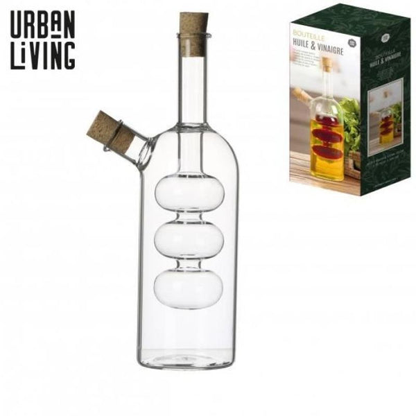Elegant Glass Oil and Vinegar Dispenser 2in1 with Cork Stoppers 200ml 70ml Kitchen Set Utensils Bottle Clear