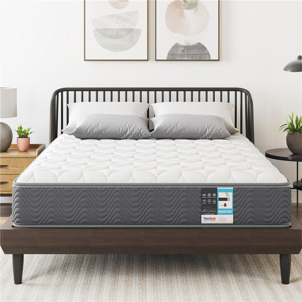 Costoffs Single/Double Bed Mattress Medium Firm Pocket Coil Spring Mattress, Vacuum Packed, Fabric Encased Coil, Bedroom Furniture, 90x190cm/130x190cm, Grey/White