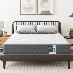 Costoffs Single/Double Bed Mattress Medium Firm Pocket Coil Spring Mattress, Vacuum Packed, Fabric Encased Coil, Bedroom Furniture, 90x190cm/130x190cm, Grey/White