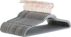 Amazon Basics Slim Velvet Non-Slip Suit Hangers - 30-Pack, Black/Silver