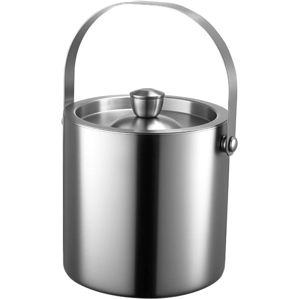 Double-Walled Stainless Steel Ice Bucket with Handle Keeps Cocktails, Beer, Wine Champagne Cold Longer Perfect for Home, Bars, Parties Outdoor Events