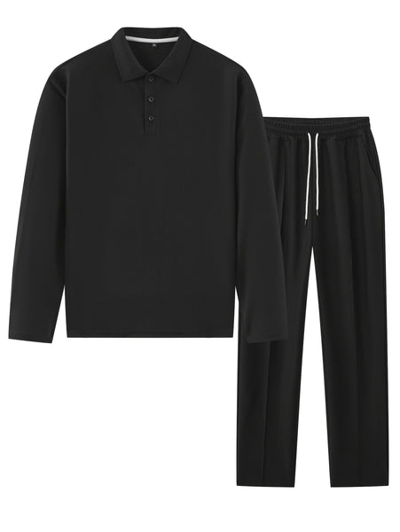 Men's 2pcs Set: Long-Sleeve Shirt and Drawstring Pants - Clean, Comfortable, Breathable