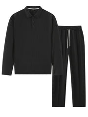 Men's 2pcs Set: Long-Sleeve Shirt and Drawstring Pants - Clean, Comfortable, Breathable