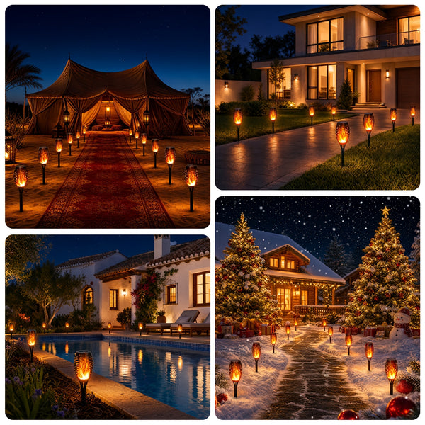6/8/12pcs Solar Torch Lights Outdoor, Light with Vivid Dancing Flickering Flames for Landscape Garden Pathway, Auto On/Off, for Christmas Decor, Ideal for Christmas Gift