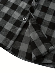 2pcs Men's New York Fashion Trendy Plaid Shirt Hoodie, Plaid Pullover Sweatshirt Flannel Hoodie