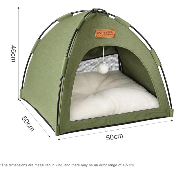 Cat Tent Cave Open Top Pet Kitten Tent Foldable Teepee with Removable Bed Mat for Small Dogs Cozy Monitoring Bed Portable Breathable House Bed Indoor Outdoor Travel