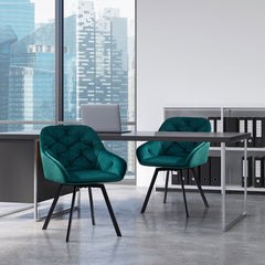 Set Of 2/Set Of 4 Swivel Dining Chairs | Upholstered with Velvet, Arms, Backrest, Metal Legs, Carbon Steel Frame, Memory Foam Filling, Grey, Contemporary Style, Rotatable, No Wheels